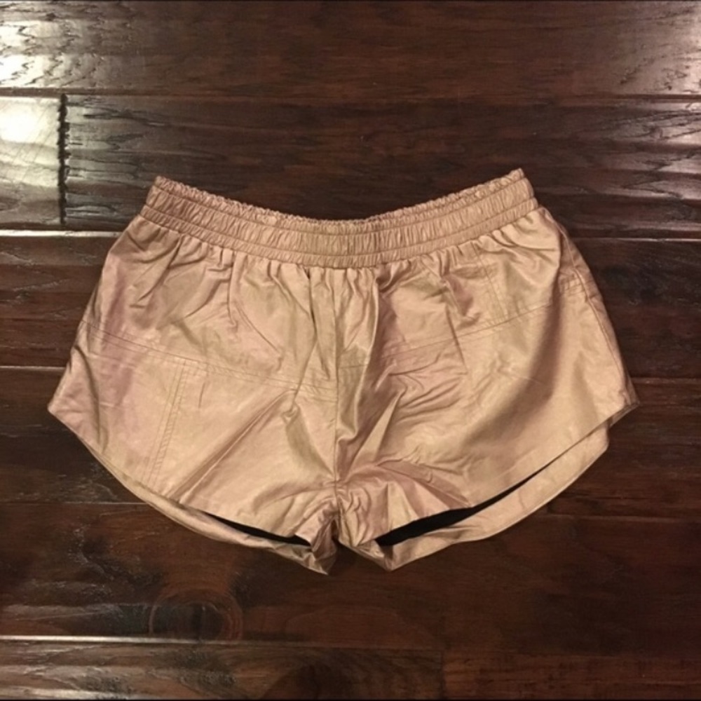 Mink pink metallic rose gold shorts